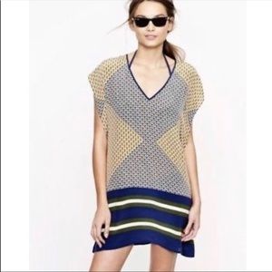 J. Crew XS Silk Beach Tunic Swim Coverup Geo Print